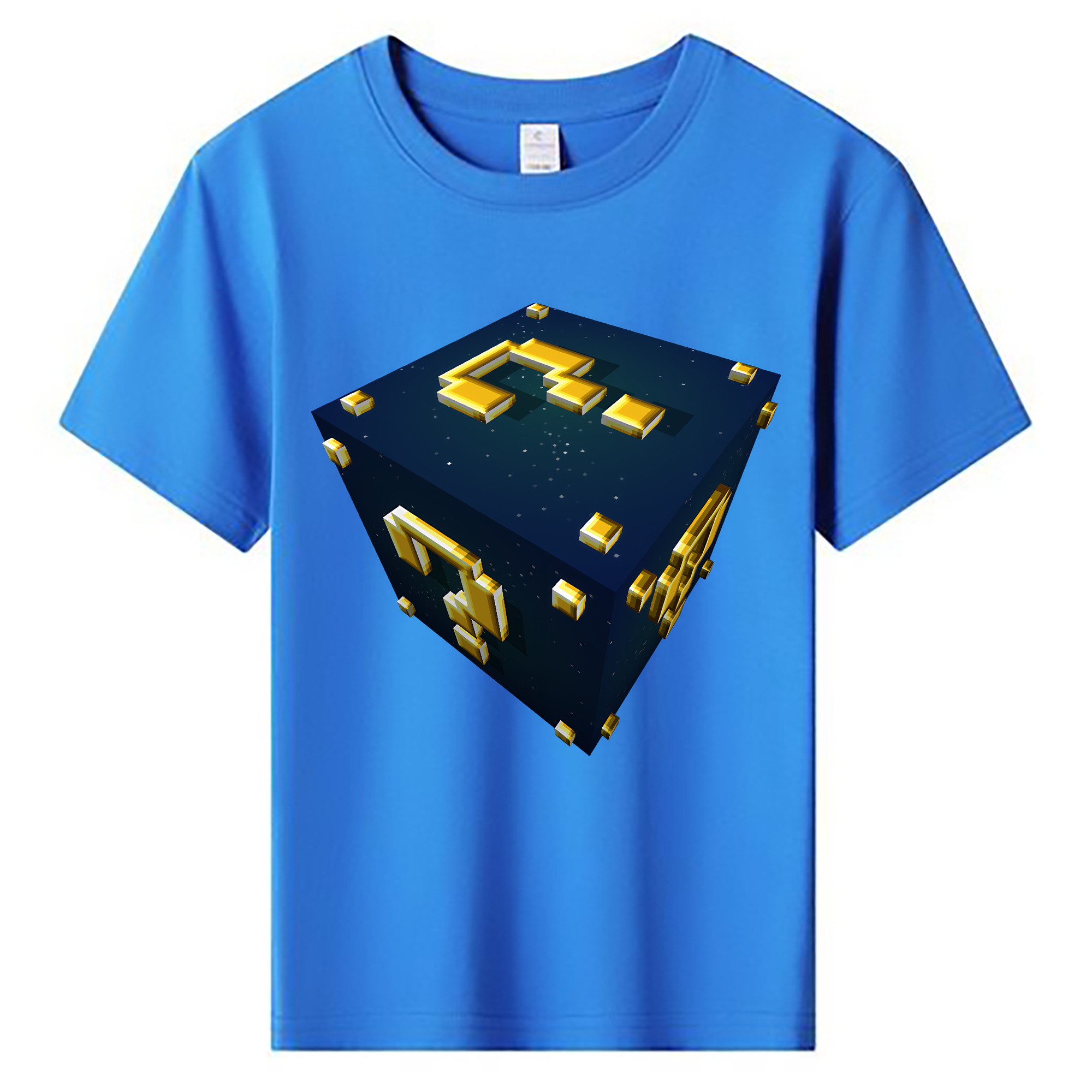 （画像用） マインクラフト ブロックの世界 Minecraft MC Block world 綿100％キッズTシャツ（フロントプリント）